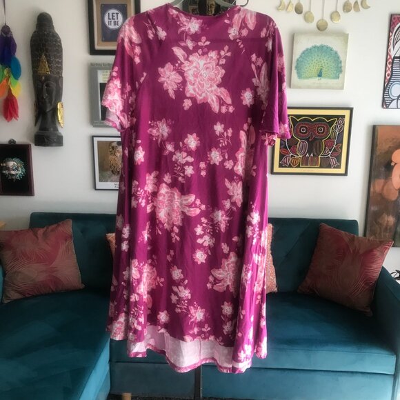 ONLY NECESSITIES size 14 / 16 Pink Floral Zip Front Lounger Muu Muu Patio Dress - Picture 6 of 6